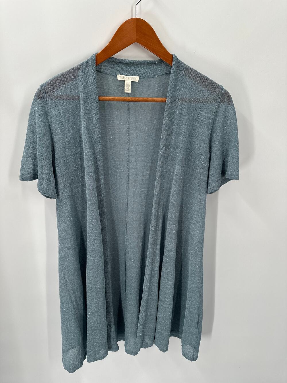 EILEEN FISHER Open Periwinkle Blue Organic Linen Cardigan Shrug // XS